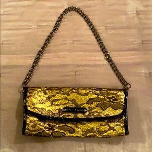 Betsy Johnson gold & black evening bag